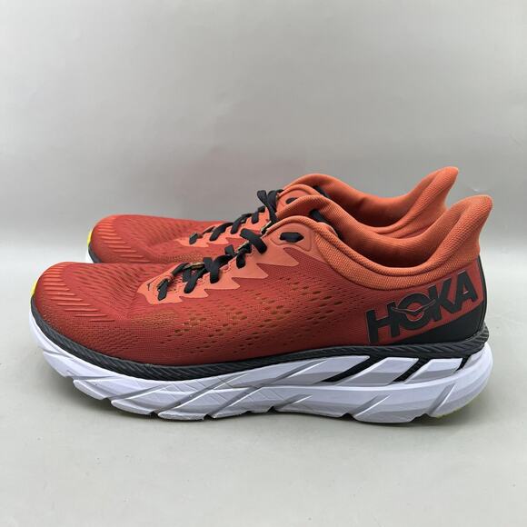 Hoka One One Clifton 7 Running Shoes Men Size 12.5 Red Orange Comfort Sneakers main image 6